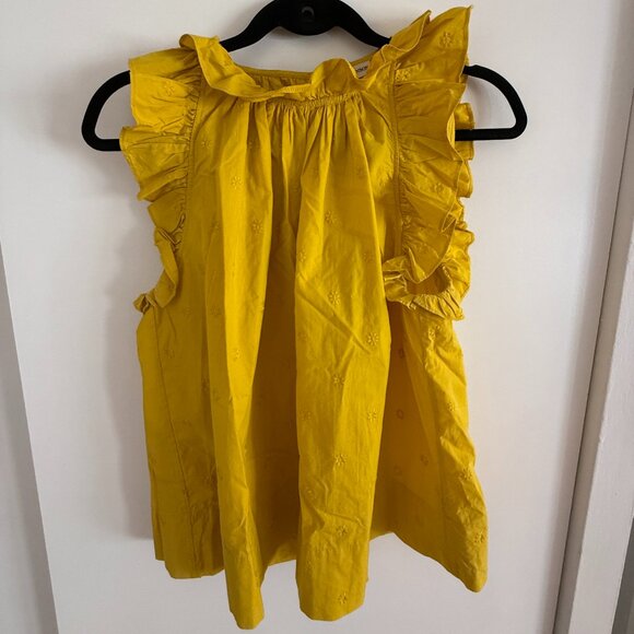 NEW Ulla Johnson Yellow Ruffle Blouse - Size 10 - Picture 3 of 6